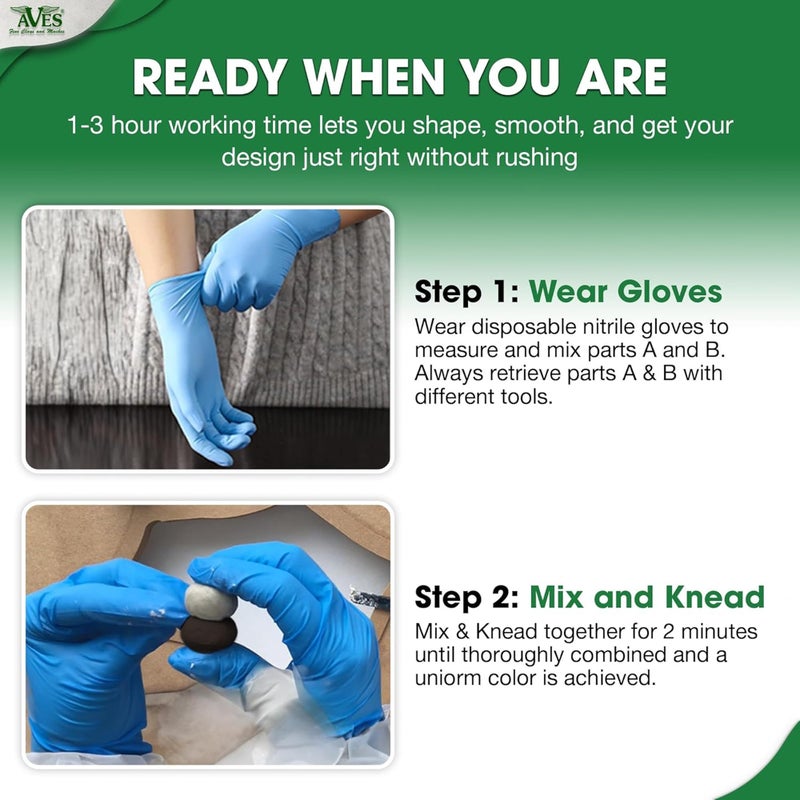 Aves Apoxie Sculpt - 2 Part Modeling Compound (A&B) - 1 Pound, Apoxie Sculpt for Sculpting, Modeling, Filling, Repairing, Simple to Use & Durable Self-Hardening Modeling Compound - Black - Image 3